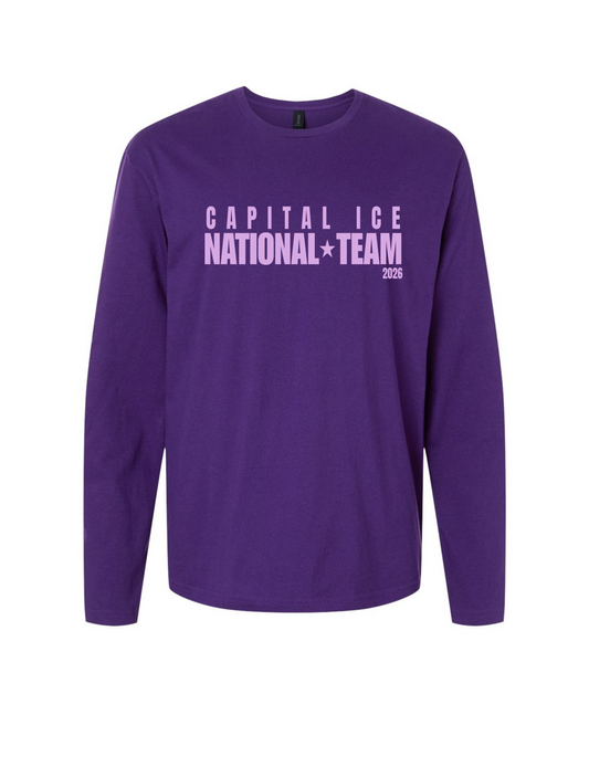 Nationals Long Sleeve Tee Purple - Adult Sizes